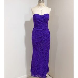 Davids Bridal Vintage Y2K Regency Purple Lace Strapless Gown Dress Size 4 / XS